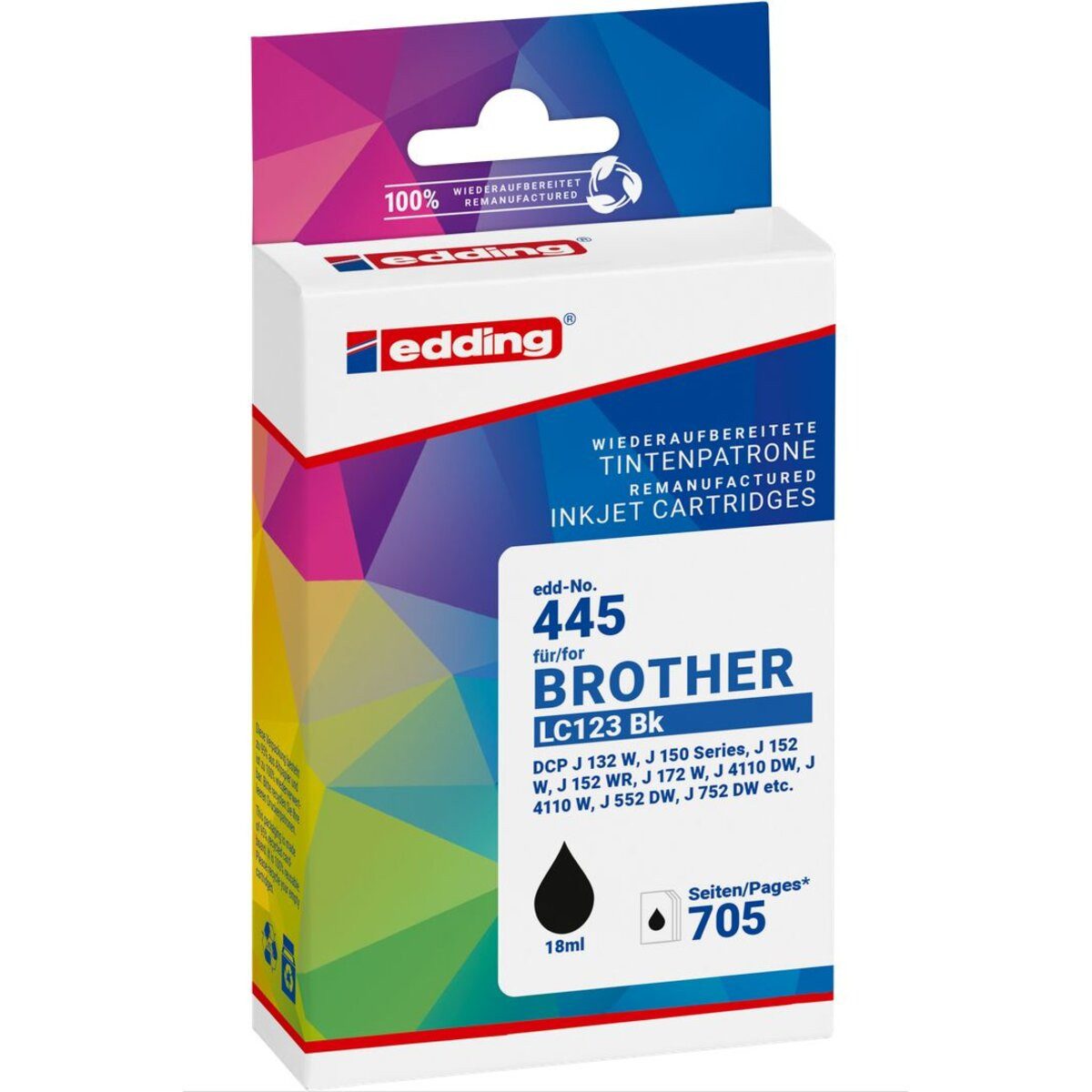 edding Tintenpatrone kompatibel mit Brother LC123 schwarz Nachfülltinte (x)