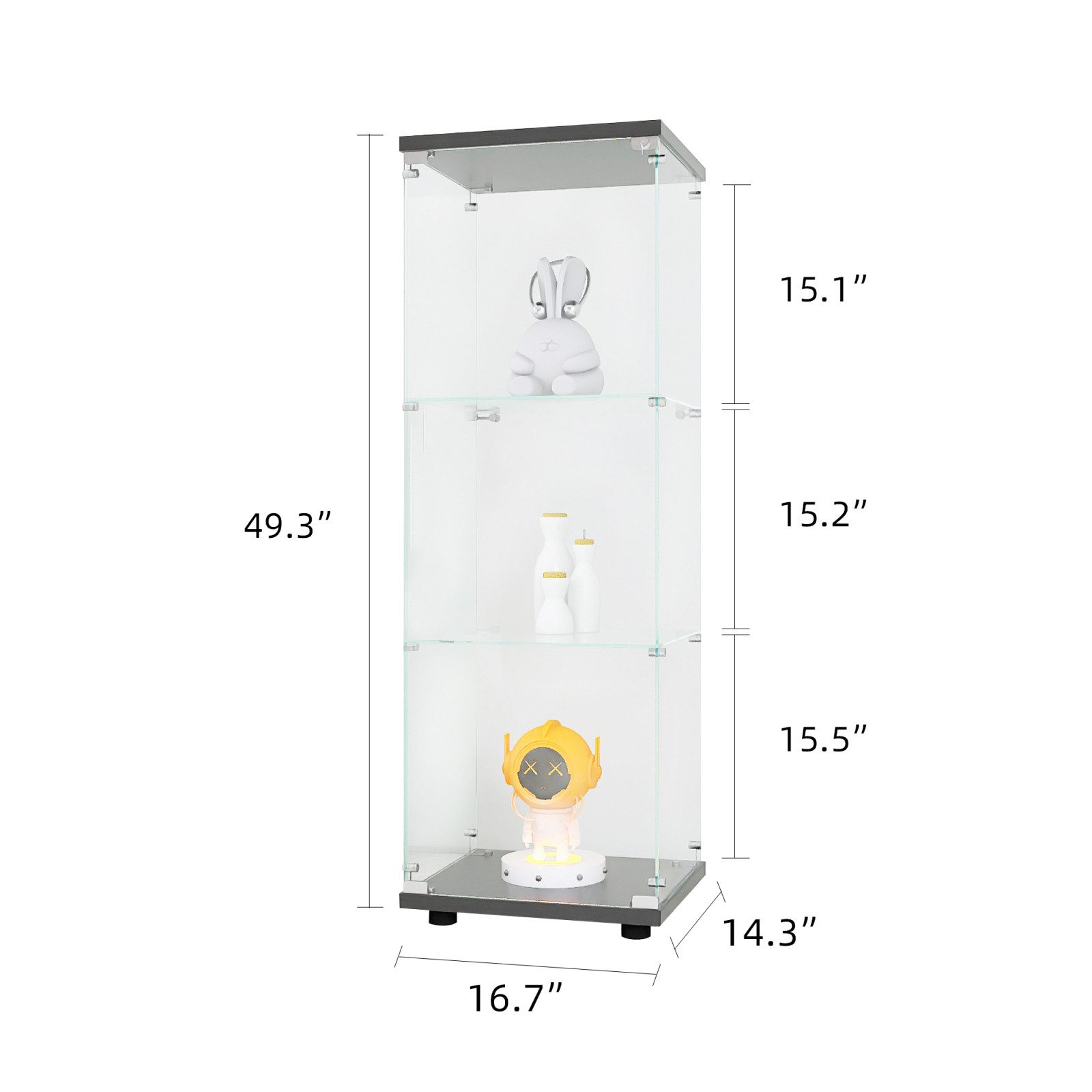 Furnishings Home Glasvitrine Vitrine Doppeltür Hoch Eckvitrine, Mit Sicherheitsschloss (Größe:42 x 36 x 125 cm, 1 tlg) Standvitrine, perfekt für Sammler, vielseitig