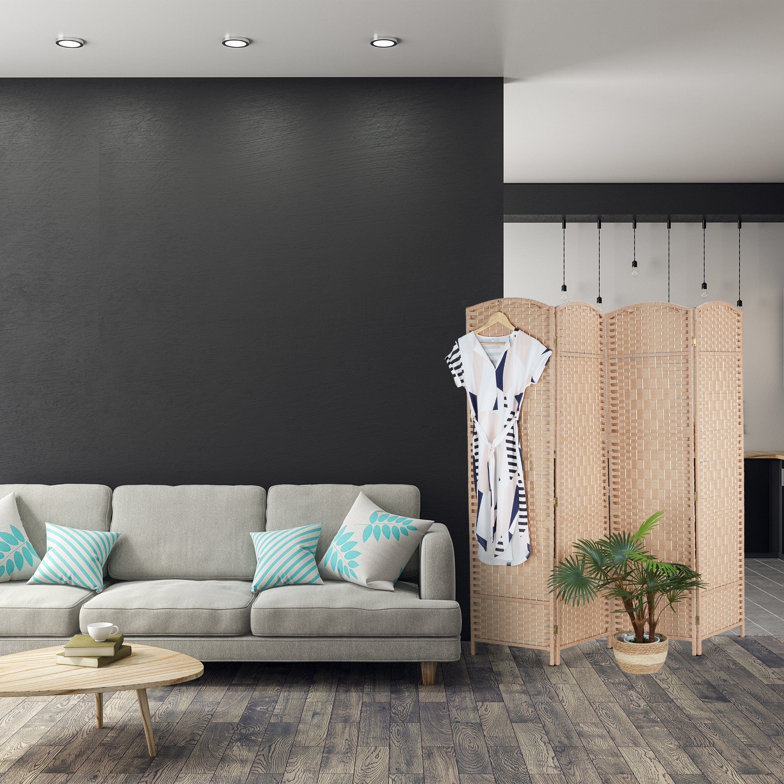 relaxdays Paravent 4-teiliger Paravent in Natur günstig online kaufen