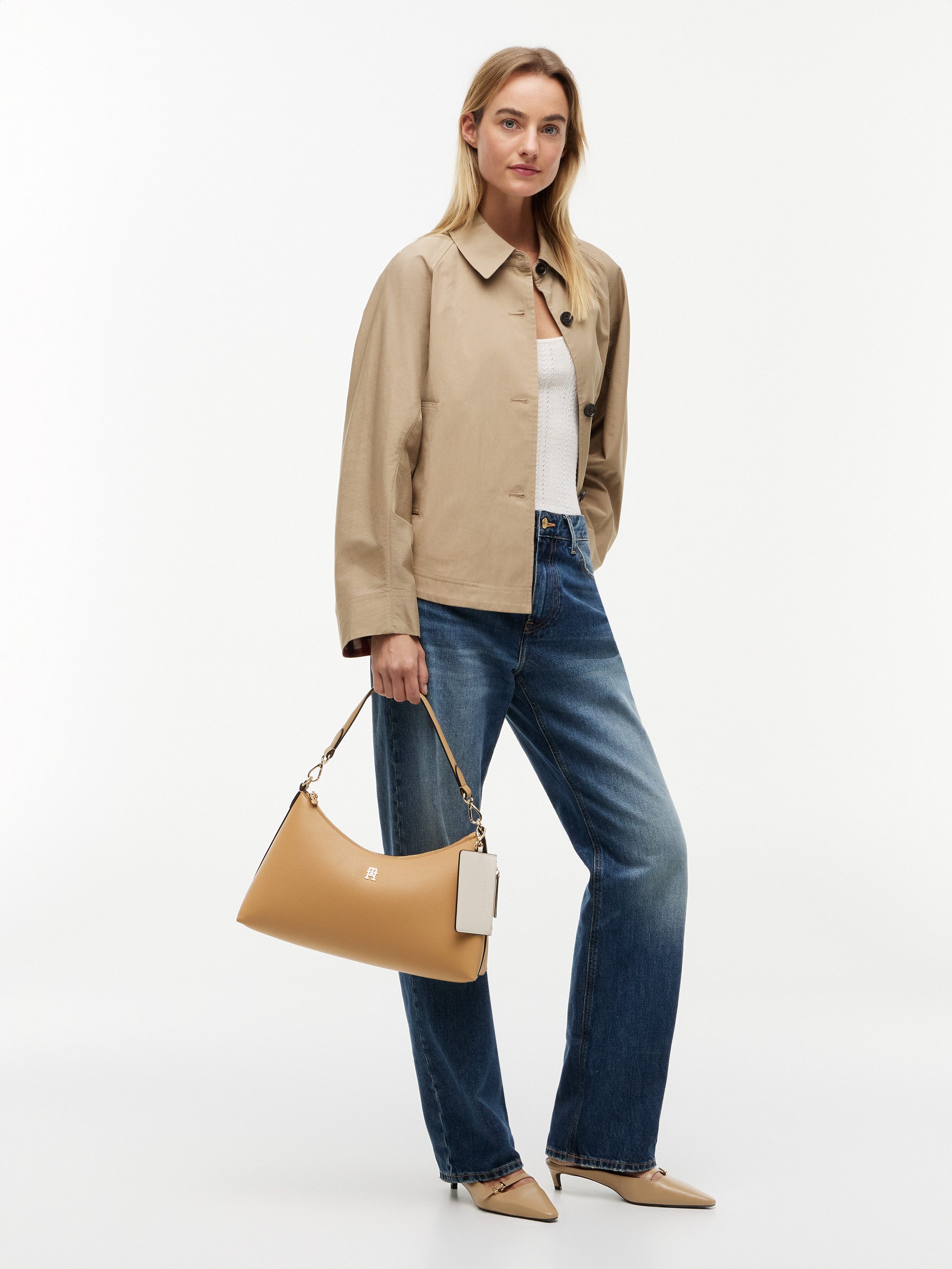 Tommy Hilfiger Schultertasche TH ICON SHOULDER BAG (Set, Mit abnehmbarem Schlüsseltäschen), Damen Handtasche, Clutch mit edlem Logoschriftzug