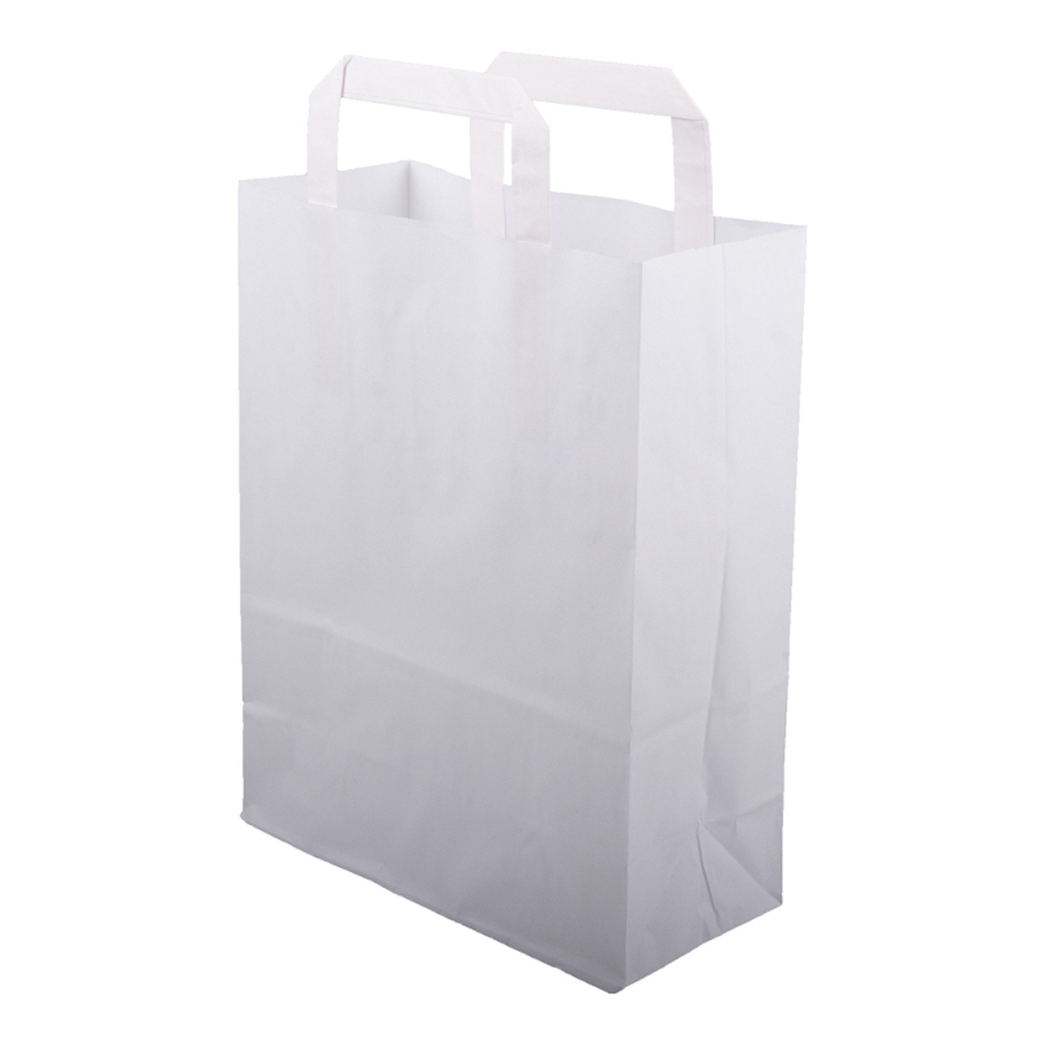 BB-Verpackungen Tragetasche Papiertragetasche mit Griff (1-tlg), Weiß, 220 mm + 100 mm x 280 mm, 70 g/m²