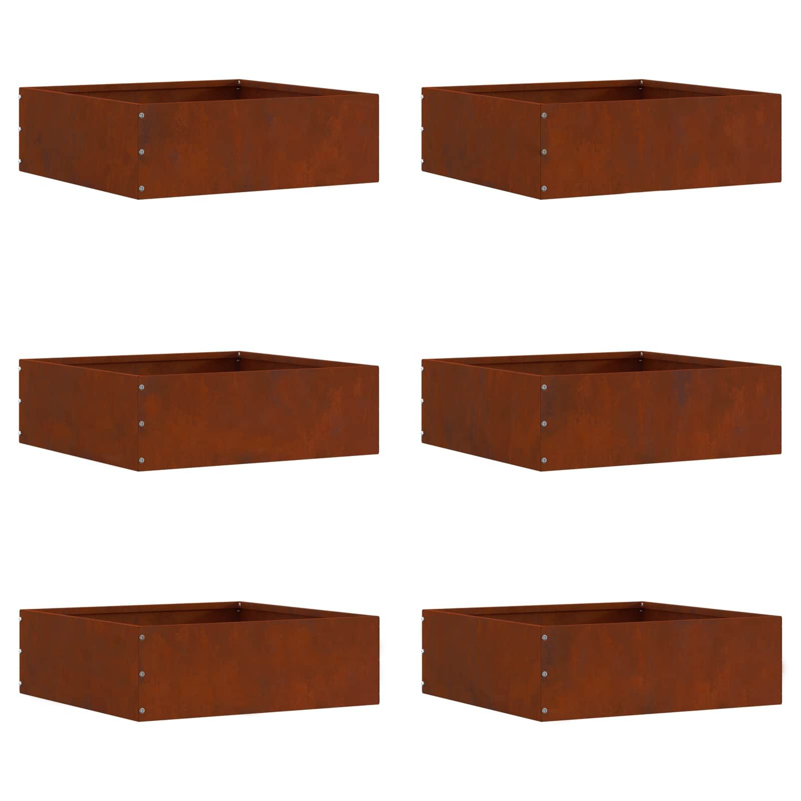 vidaXL Beetumrandung Raseneinfassung 6 Stk. 40 x 40 x 13 cm Wetterfeststahl Rostig