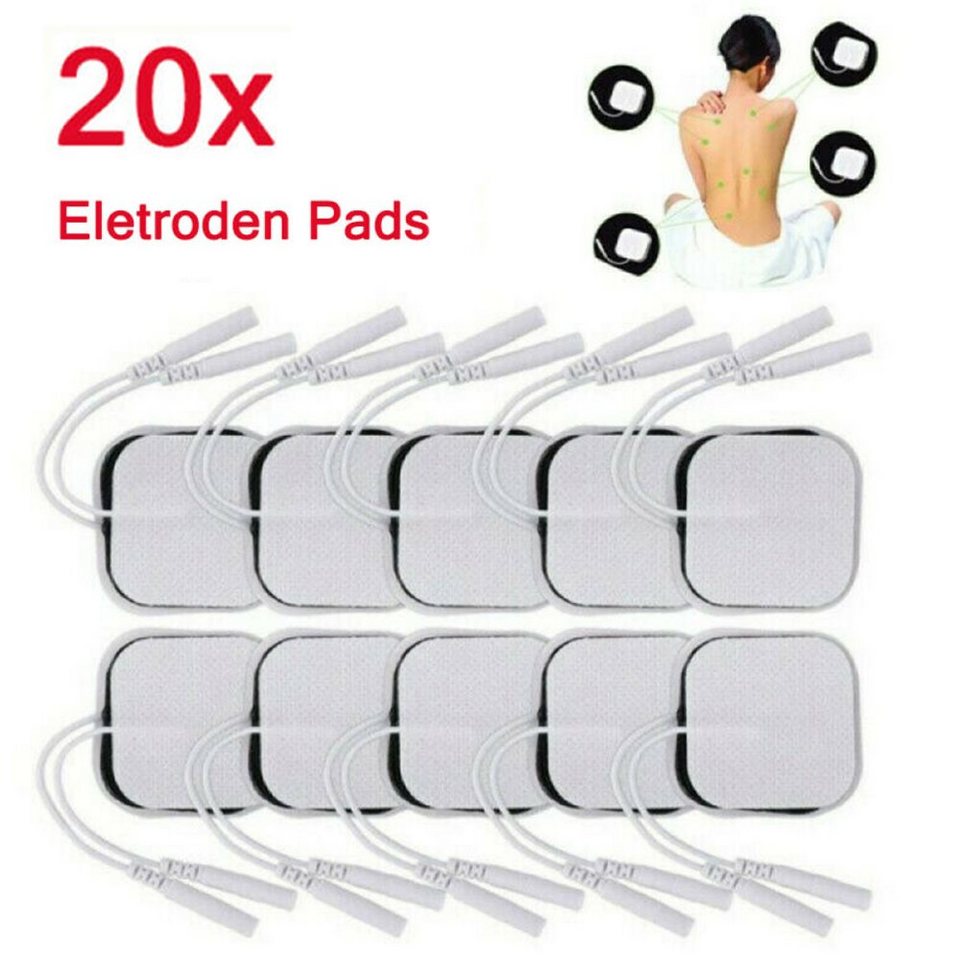 20 x TENS Elektroden Pads Selbstklebend für Massage EMS Reizstrom Gerät 4x4cm