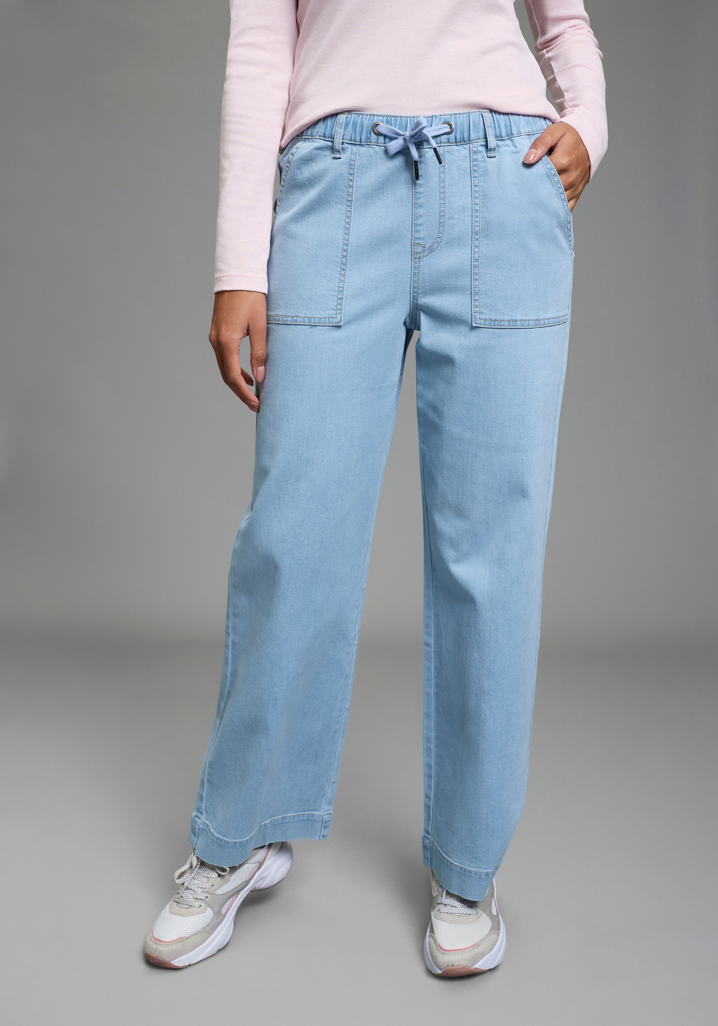 KangaROOS Weite Jeans weite Beinweite, normale Leibhöhe, knöchellanger Schnitt