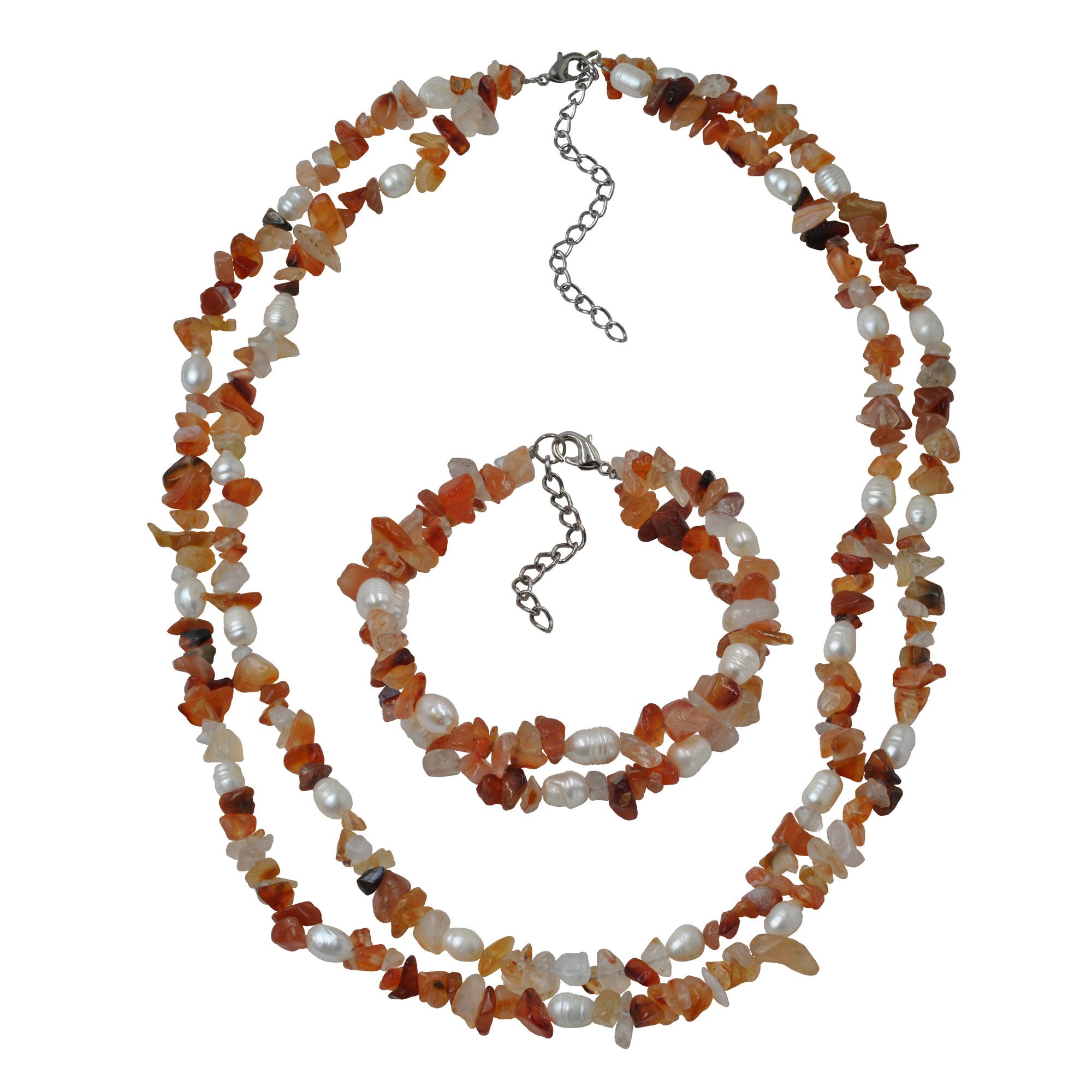 Steuer Collierkettchen Set aus Collier und Armband 2 -reihig Achatsplitter