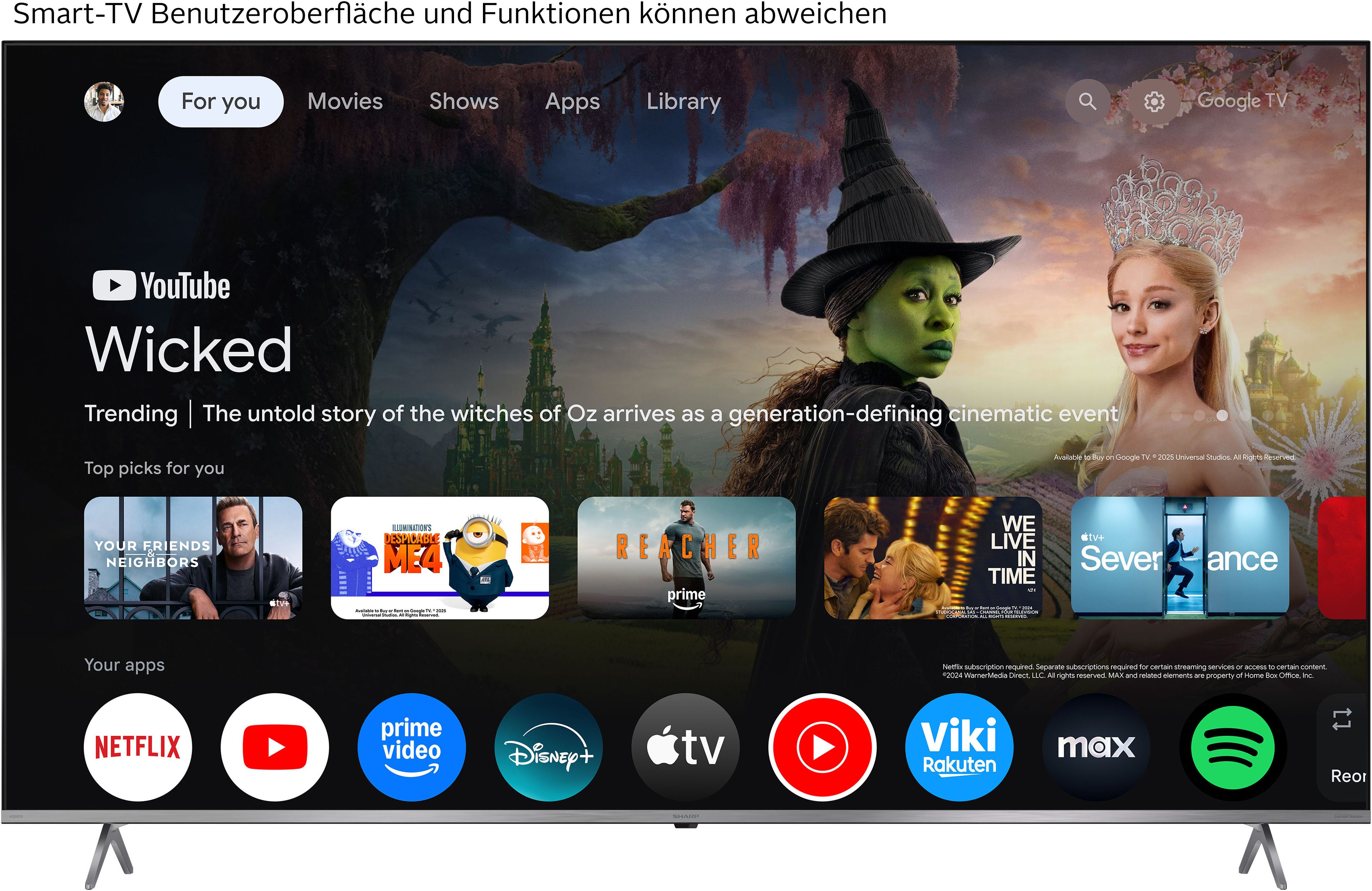 Sharp 4T-C75JPx QLED Mini LED-Fernseher (189 cm/75 Zoll, 4K Ultra HD, Google TV)