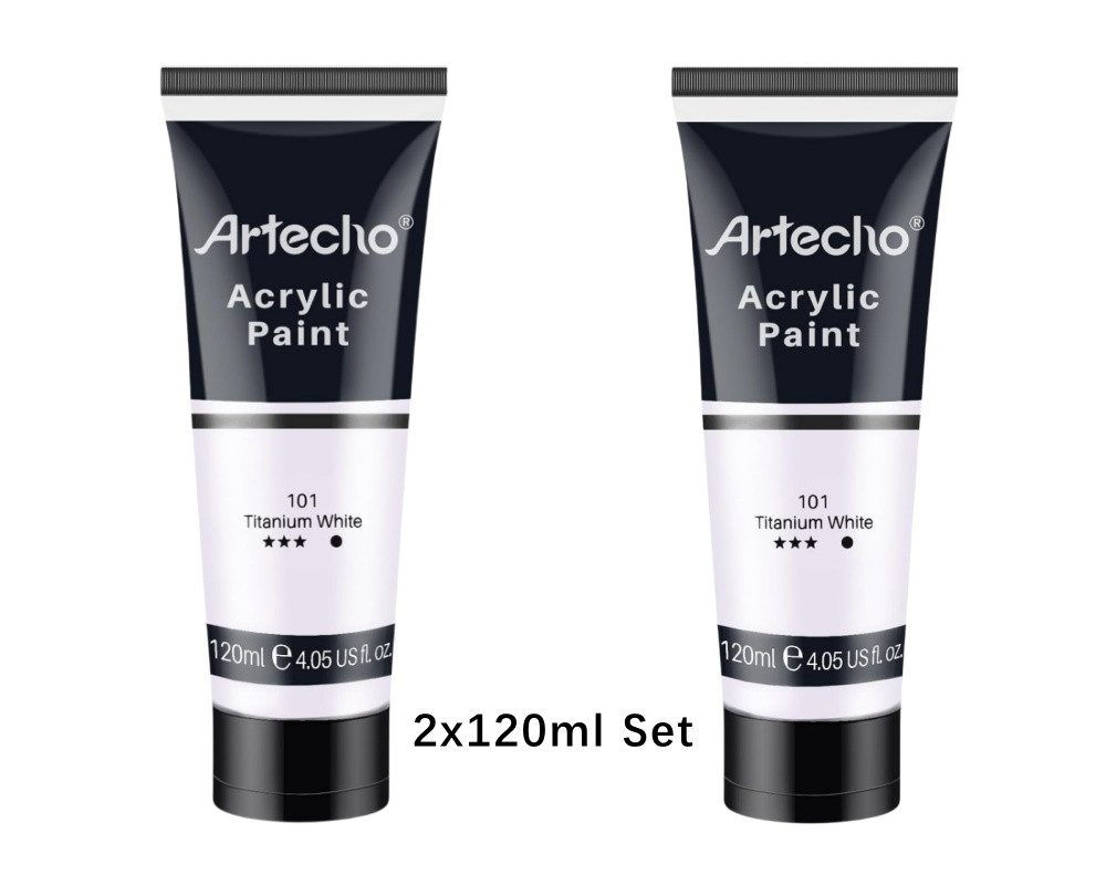 Artecho Acrylfarbe 2 x 120ml – Weiß, Schwarz, Golden, Silber & mehr Farben verfügbar