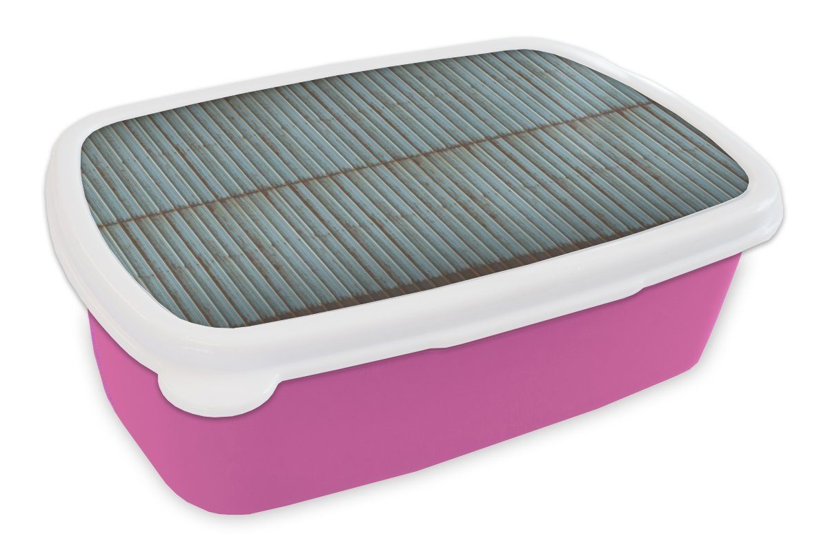 MuchoWow Lunchbox Rustikal - Wellstahl - Rost - Muster, Kunststoff, (2-tlg), Brotbox für Erwachsene, Brotdose Kinder, Snackbox, Mädchen, Kunststoff rosa