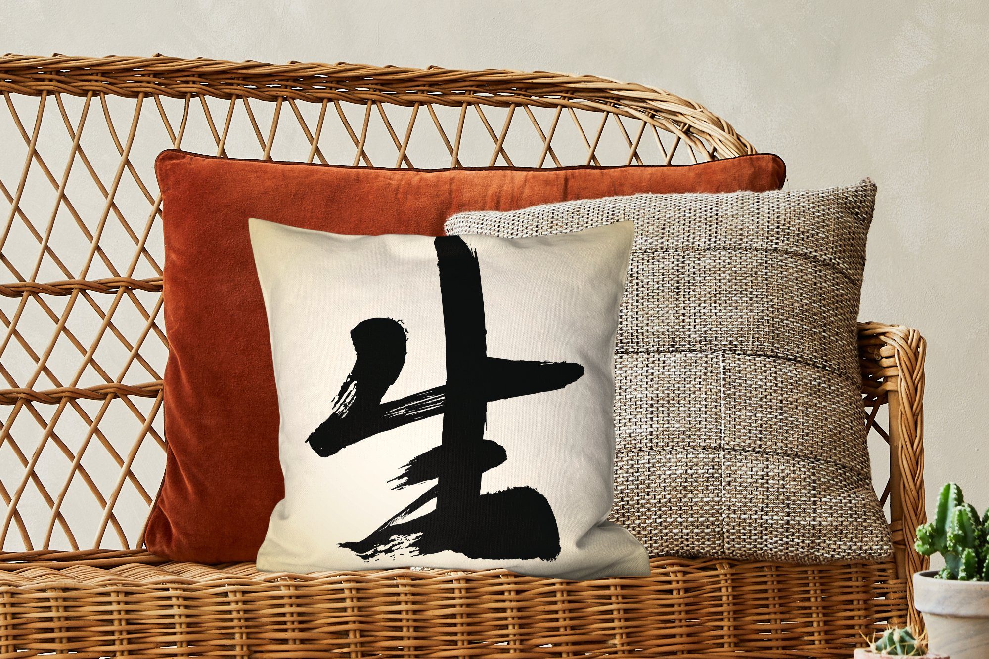 Chinesisches Deko, für Zierkissen für MuchoWow Leben, Zeichen mit Sofakissen Dekokissen Füllung Wohzimmer, Schlafzimmer,