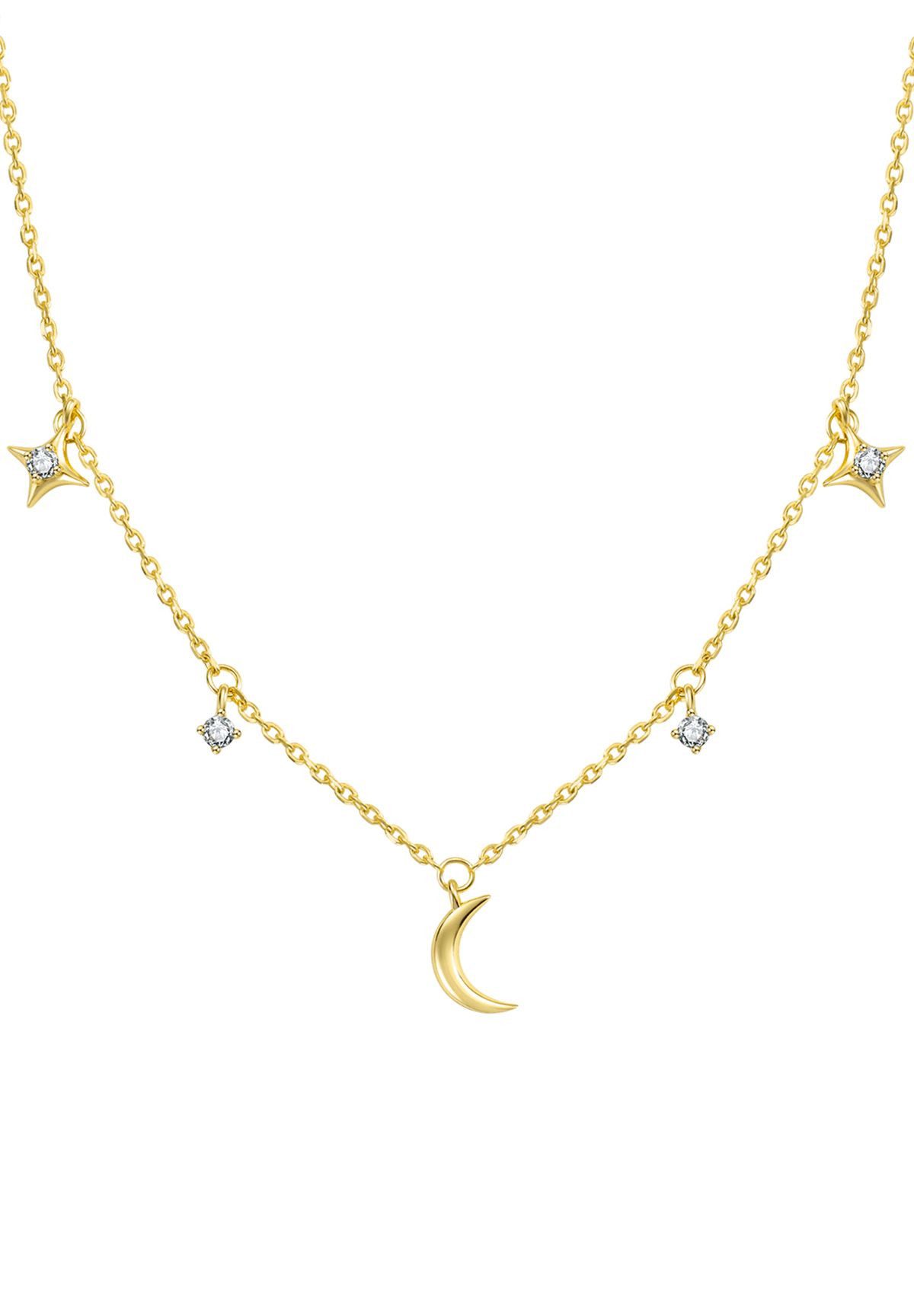 Charm-Kette Zirkonia Mond und Stern