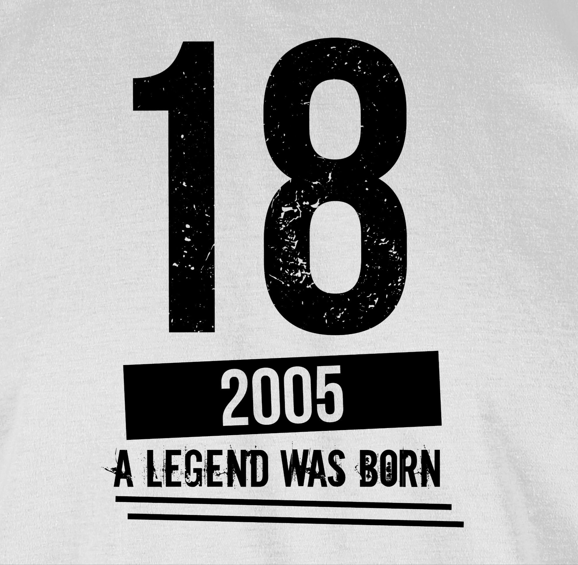 Shirtracer Motiv T-Shirt 2005 Geburtstag Vintage Achtzehn schwarz Weiß 1 Jungs 18.