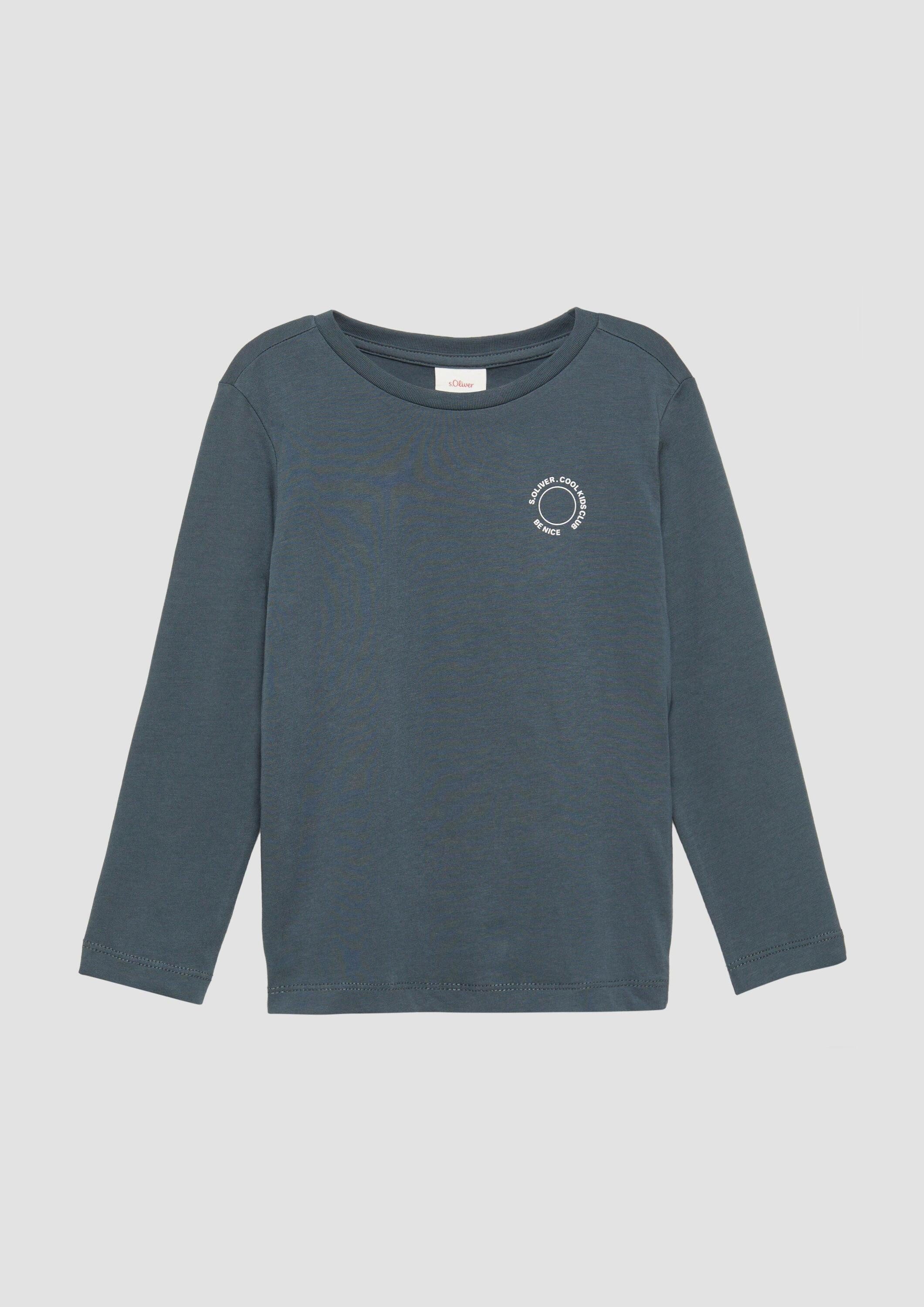 s.Oliver Langarmshirt T-Shirt Unisex Longsleeve aus Baumwolle mit kleinem Print-Detail
