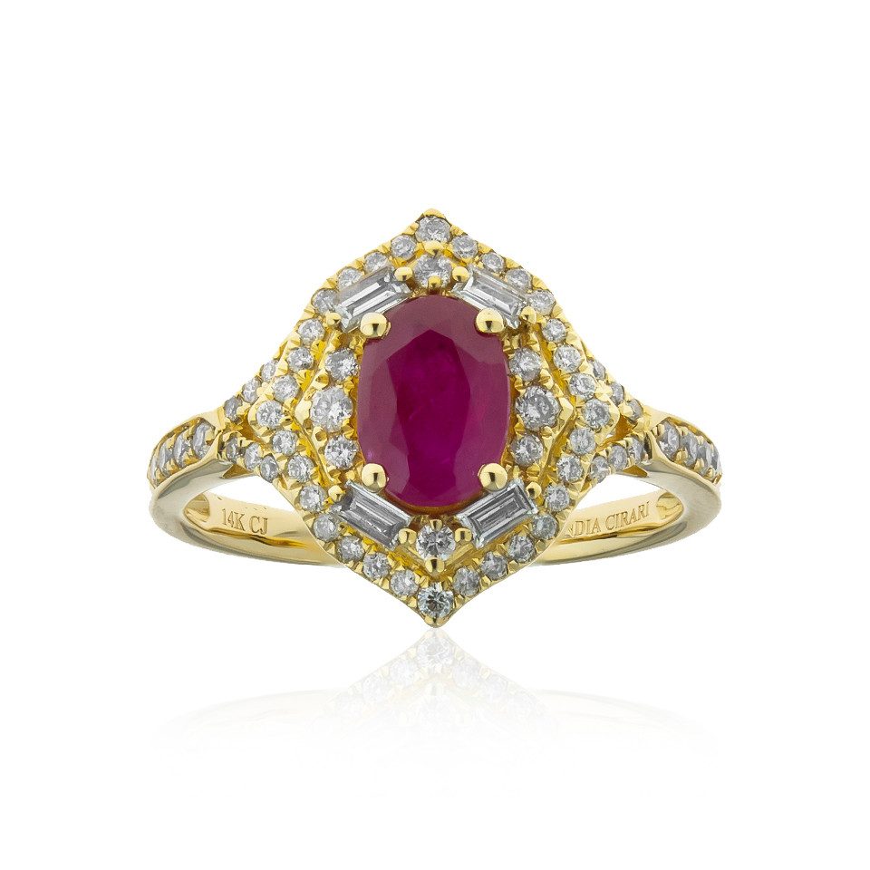 Diamantring Mosambik Rubin 14K Gold Ring, 1,26ctw