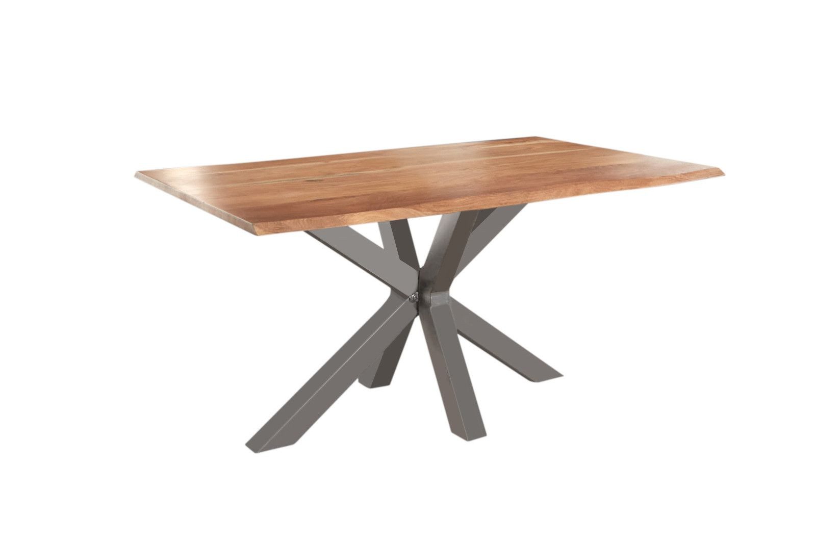 SAM® Baumkantentisch Spider, massives Akazienholz, Baumkante, Metallgestell Spider-Form