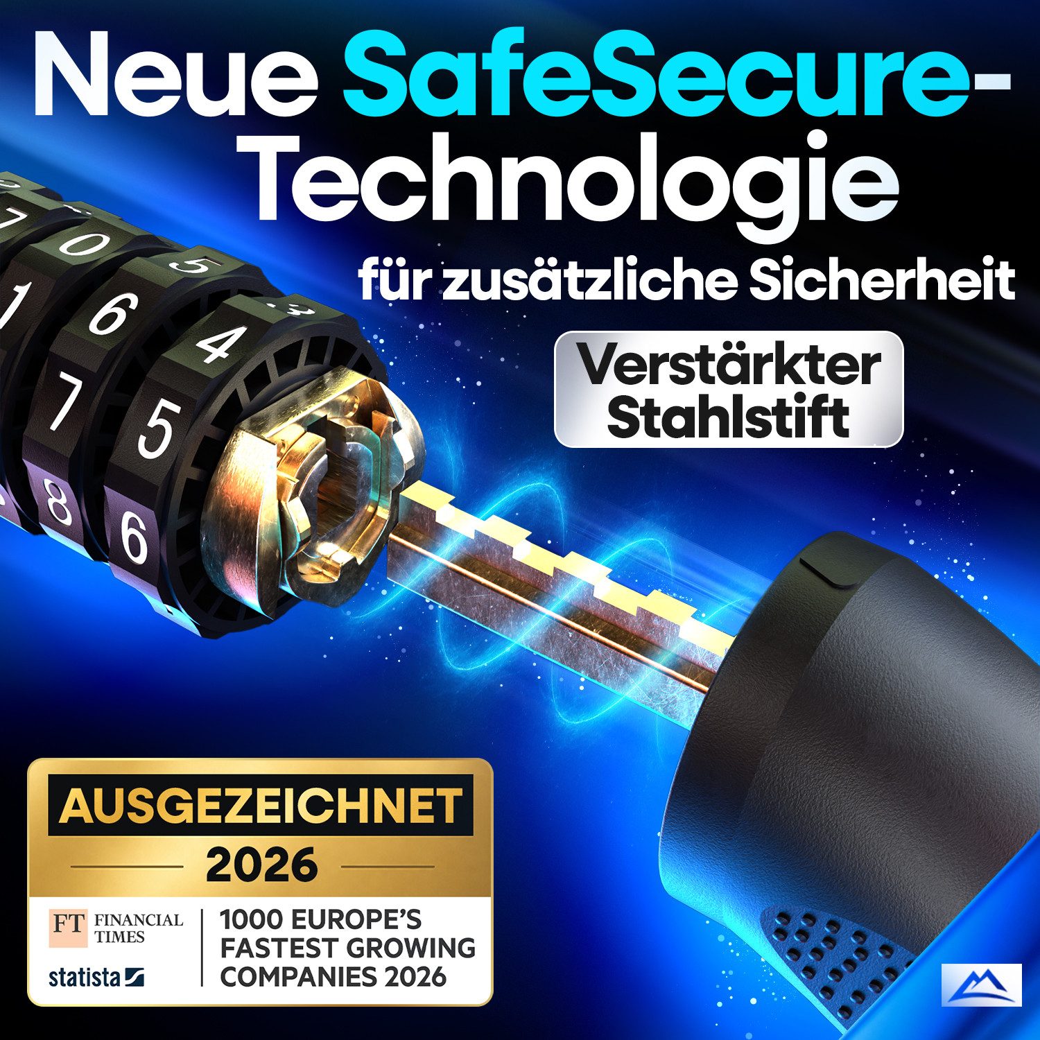 Nextcover Kettenschloss Fahrradschloss mit Zahlencode - Sicherheitsverschluss