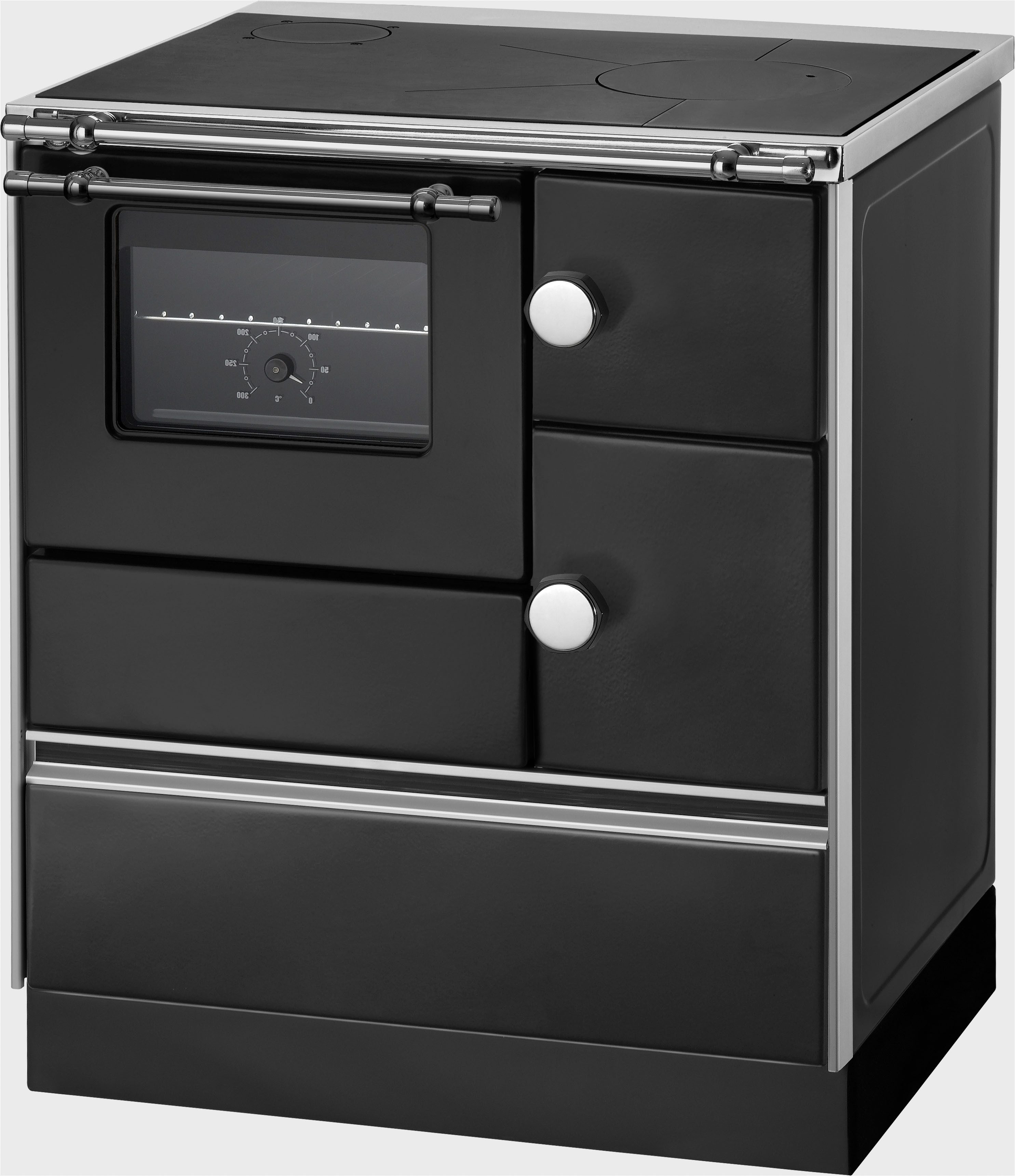 WESTMINSTER Festbrennstoffherd K76-70 schwarz, links, 7,3 kW, Zeitbrand
