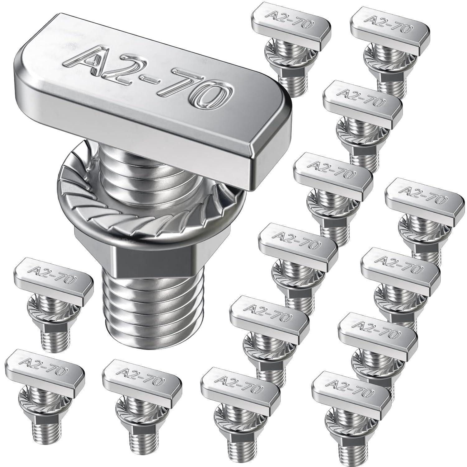 LuxusKollektion Schlossschraube Hammerkopfschrauben M8x20mm A2-70 Edelstahl 22er Set Flanschmutter PV