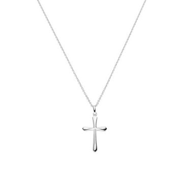 SCHOSCHON Kette mit Anhänger Halskette Kreuz Anhänger 925 Silber 23 mm, Geschenk Mädchen Konfirmation Firmung Kommunion