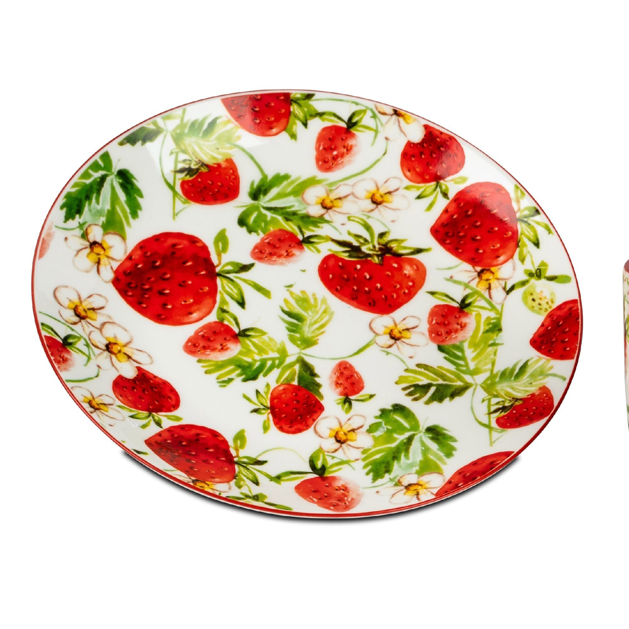 formano Frühstücksteller Strawberrys, Spülmaschinengeeignet, Weiß, Erdbeeren, H: 2cm