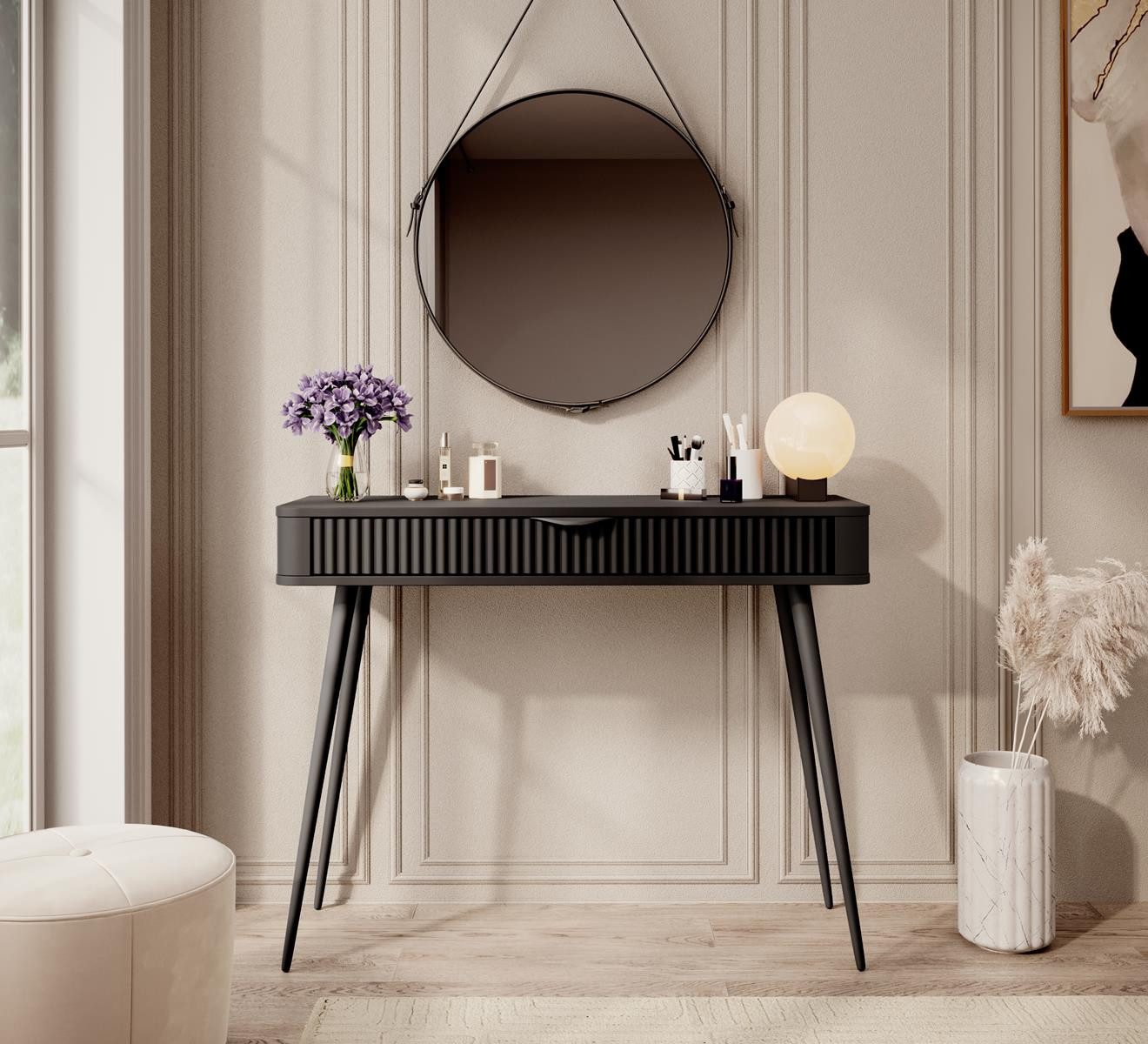 Compleo Schminktisch mit Schublade, Glamour Beige/Schwarz, günstig online kaufen