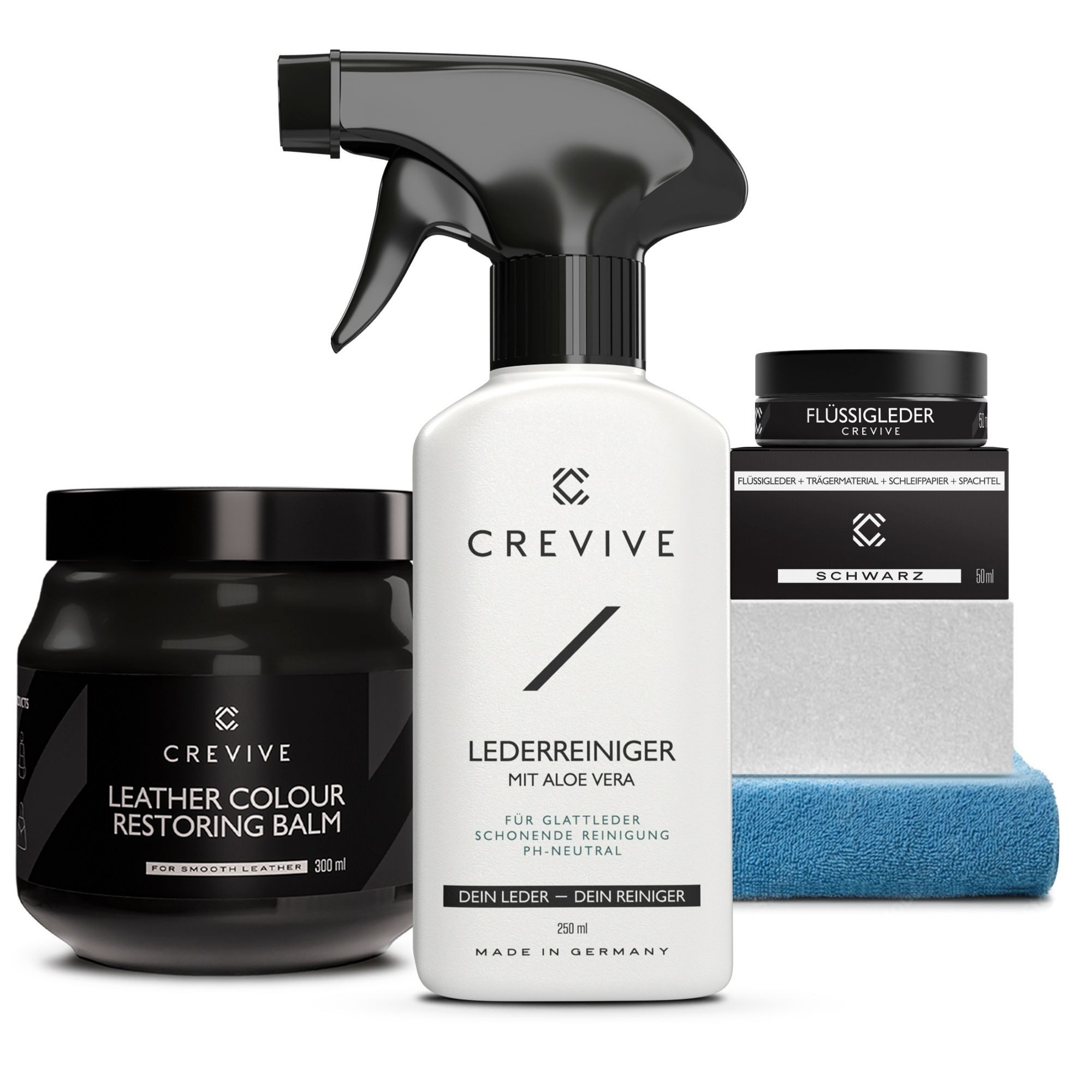 Flüssigleder 50 ml + Lederreiniger 250 ml + Lederbalsam 300 ml; Lederpflegeset