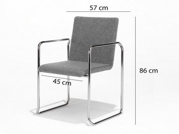 Mauser Sitzkultur Freischwinger, Schwingstuhl mit Armlehne-n, Konferenzstuhl Bauhaus-stil, Polster Grau