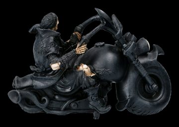 Figuren Shop GmbH Dekofigur Skelett Figur mit Motorrad - Screaming Wheels - Fantasy Gothic Dekoration