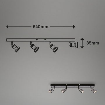 Briloner Leuchten LED Deckenspots 2927-044, LED wechselbar, Warmweiß, 4-flammig, antik-silber,dreh- und schwenkbar, inkl. 4x GU10