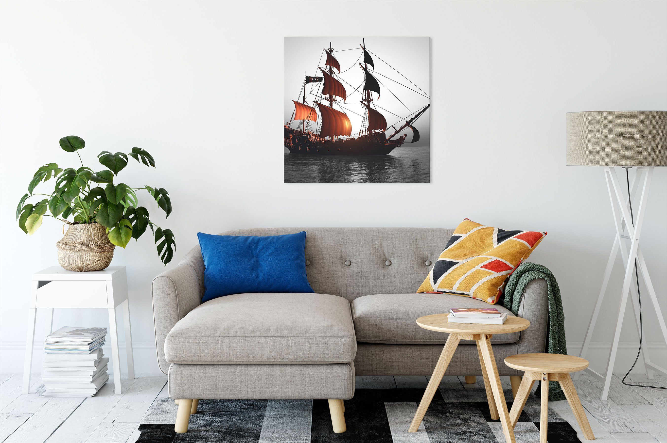 Segelschiff Segelschiff, bespannt, Pixxprint inkl. Gewaltiges St), Gewaltiges Leinwandbild Leinwandbild Zackenaufhänger fertig (1