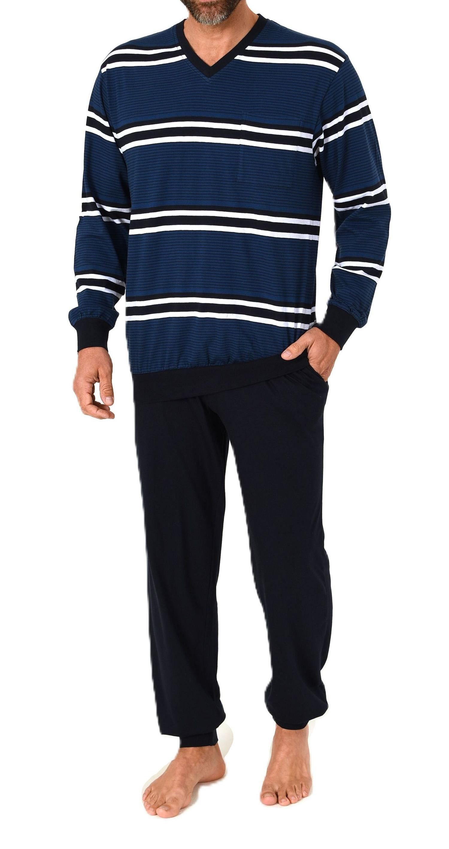 Normann Pyjama Normann Herren Schlafanzug lang mit Bündchen - auch in Übergrössen