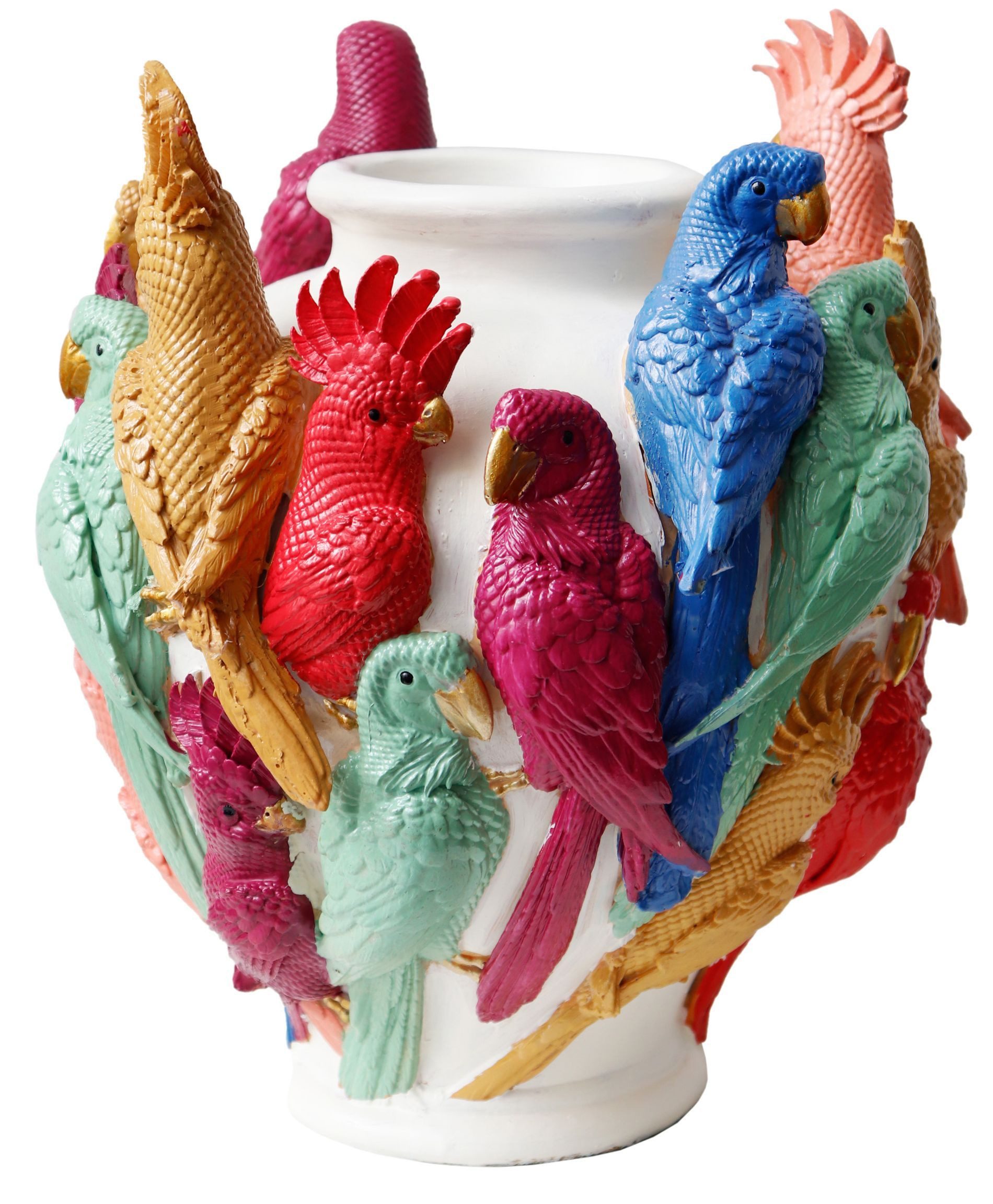 FURNARO Dekovase (1 St), Bunte 3D-Papageien als auffälliges Gestaltungselement