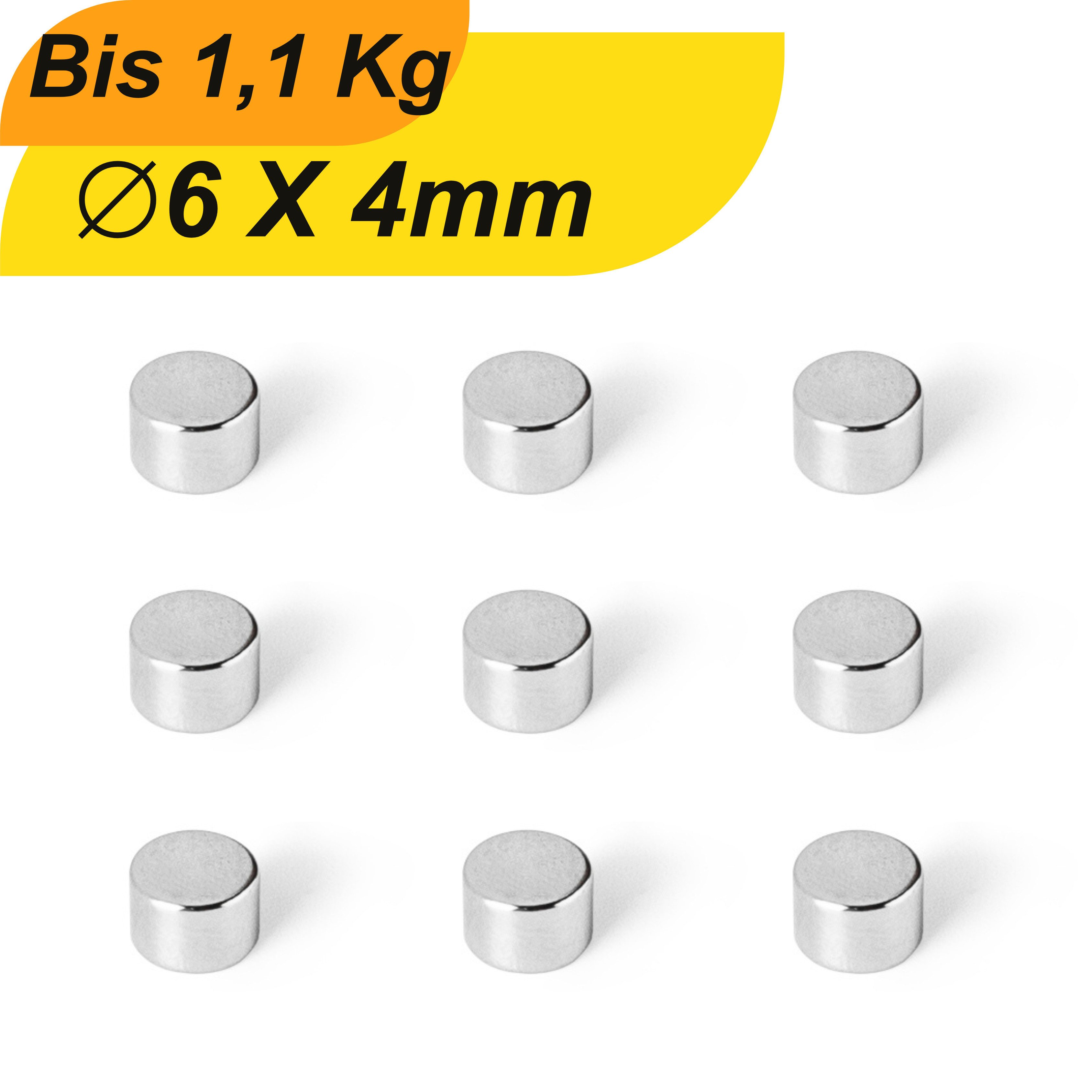 Magnet Neodym Magnet 6mm x 4mm Supermagnete hohe Haftkraft Scheibenmagnet
