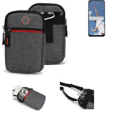 K-S-Trade Handyhülle für Oppo A52, Holster Gürteltasche Handy Tasche Schutz Hülle grau Zusatzfächer
