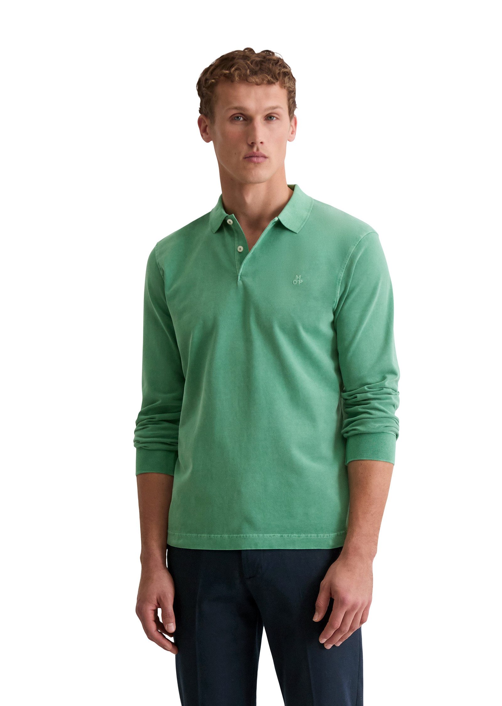 Marc O'Polo Langarm-Poloshirt aus soft-touch Bio-Baumwoll-Jersey