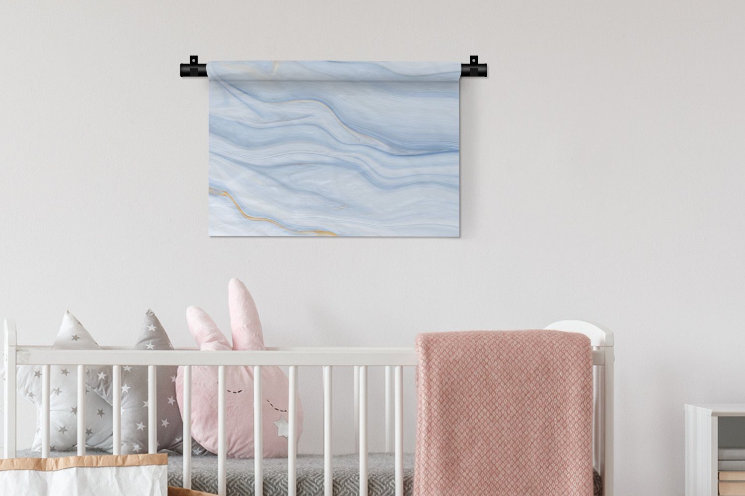 Wanddekoobjekt Wandbehang, Marmoroptik Muster - - für - Marmor Blau - Pastell, Kinderzimmer Kleid, Schlafzimmer, Wohnzimmer, Wanddeko MuchoWow Welle -
