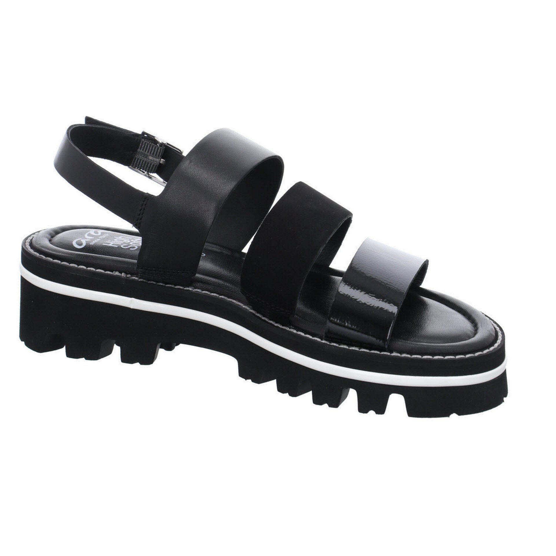 Ara Damen Sandale Riemchensandalen Leder-/Textilkombination BLACK Kopenhagen Plateausandaletten