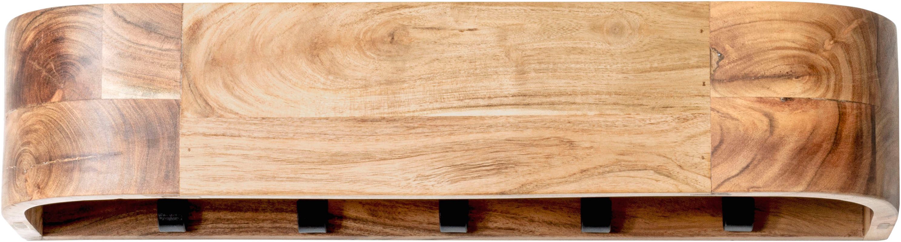 HAKU Wandgarderobe (1 St), rechteckig - aus Massivholz Braun - B/T/H 60/20/13 cm