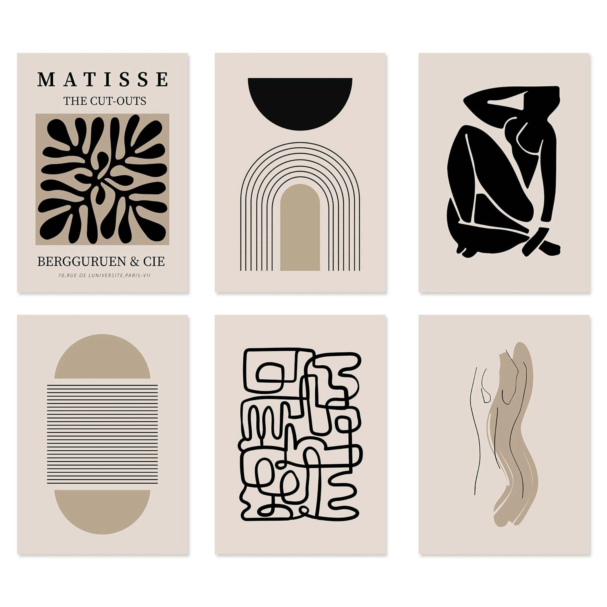 JUSTGOODMOOD Poster Minimalistisch Matisse Cut Outs und Linienformen als Deko Print ohne R, B (1 St)