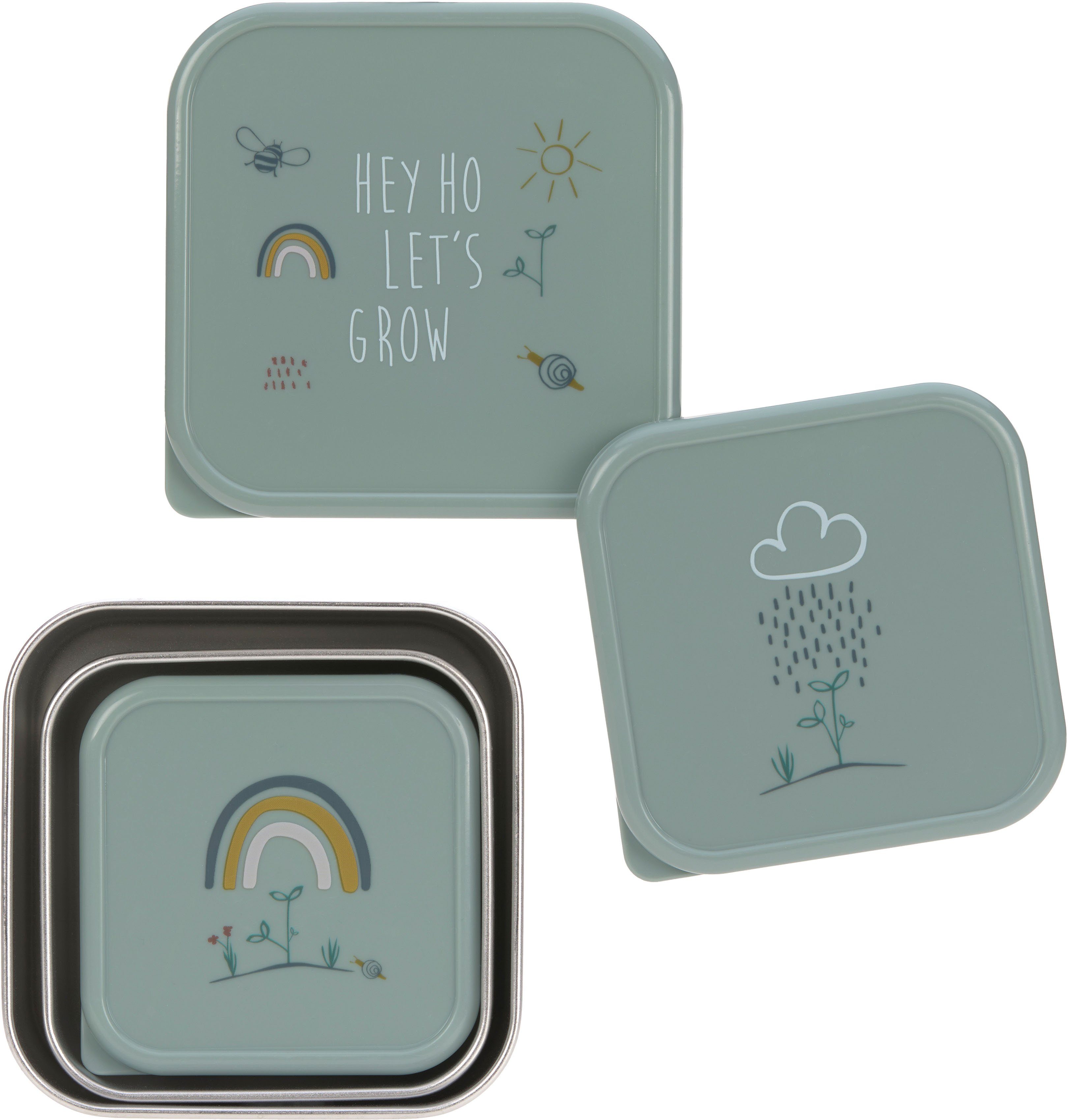 LÄSSIG Lunchbox Garden Explorer, green, Edelstahl, Polyprophylen (PP), (Set, 3-tlg)