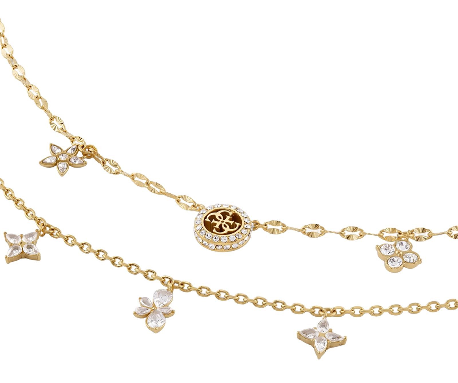 Guess Gliederkette 16-18" Two Rows Flowers Necklace