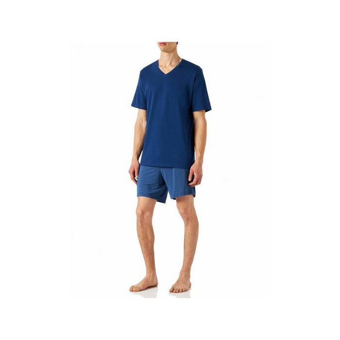 Schiesser Rundhalsshirt blau regular fit (1-tlg)