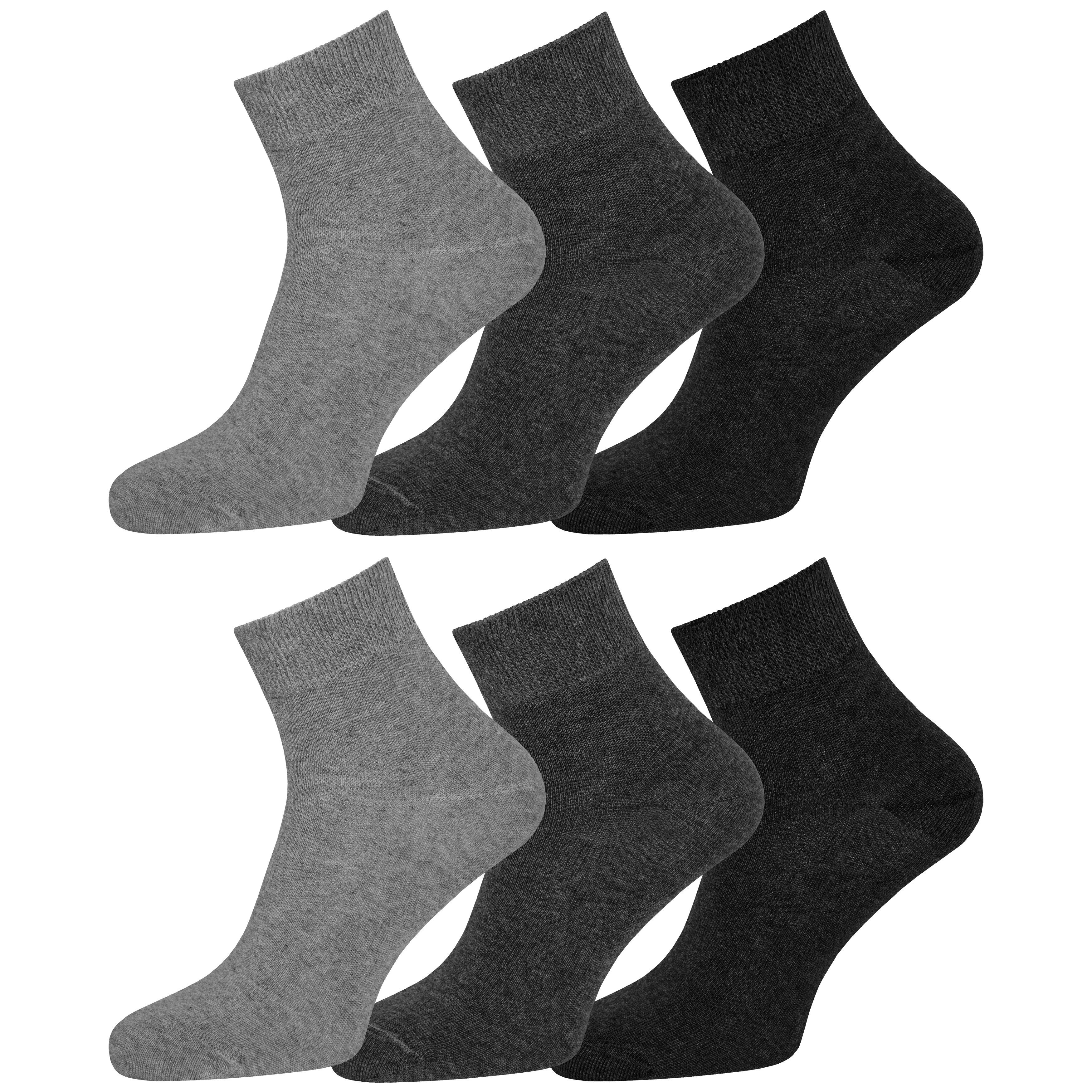 OCERA Diabetikersocken und geeignet 6x Kurzschaft grau Unisex ohne Socken für Diabetiker Gummibund