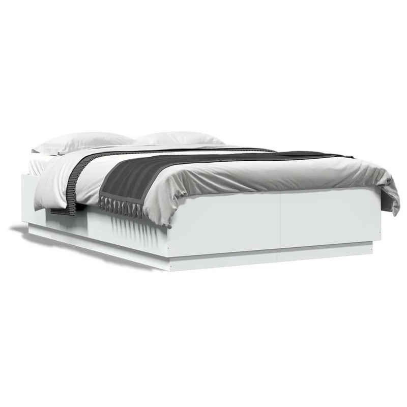 vidaXL Bett Bettgestell mit LED Weiß 120x200 cm Holzwerkstoff