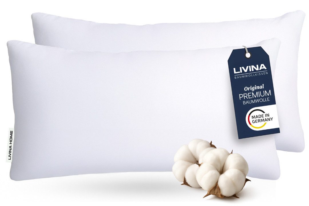 LIVINA HOME Baumwollkissen Premium Kopfkissen, 100% Baumwollbezug, 80x80, 4 günstig online kaufen