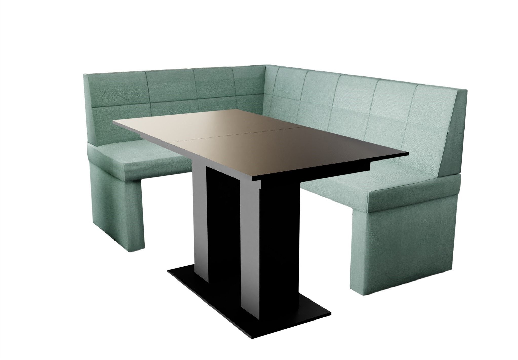 Fun Möbel Eckbankgruppe Eckbankgruppe „BLAKE XL“ Größe 196x142cm mit Tisch Schwarz matt, ausziehbarer Tisch