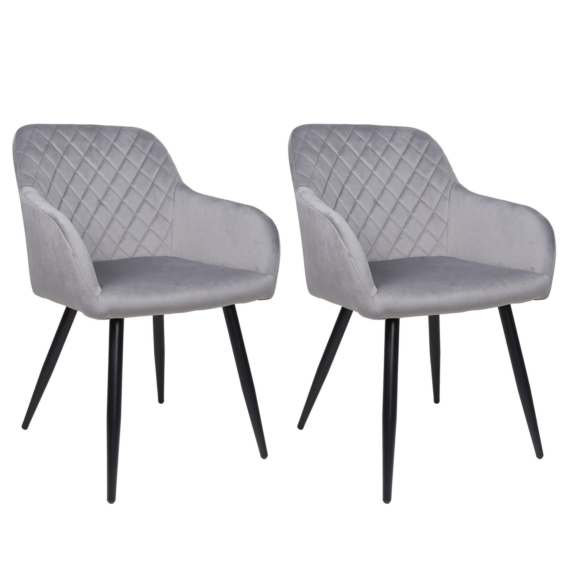 Albatros International Esszimmerstuhl Esszimmer Stühle 2 er Set SALO, Stuhl Stühle Esszimmerstühle, Küche (2er Set, Grau, Samt Bezug), Küchenstuhl Küchenstühle Essstühle für den Esstisch Ess Stühle