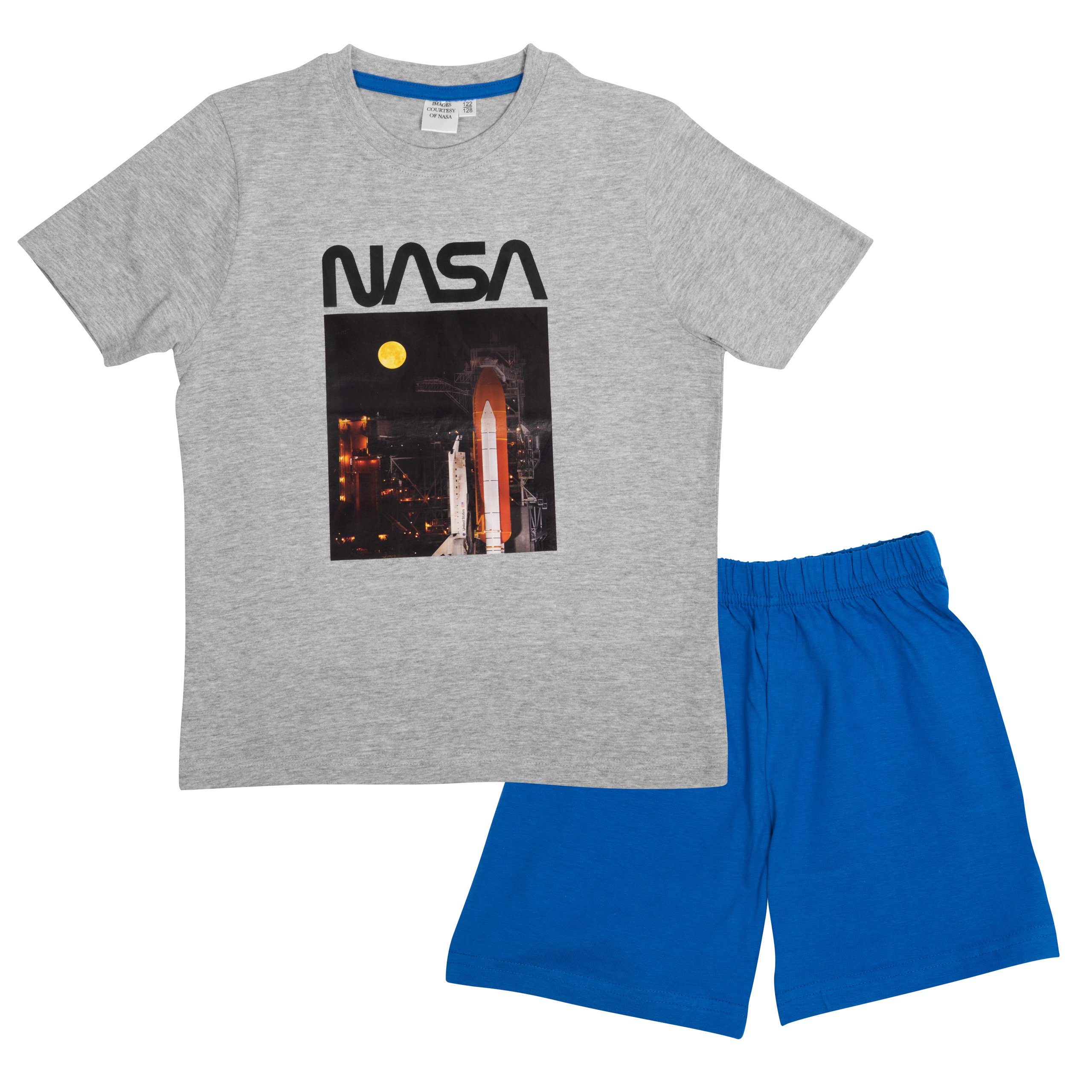 United Labels® Schlafanzug NASA Schlafanzug für Jungen - Kinder Pyjama Set Grau/Blau