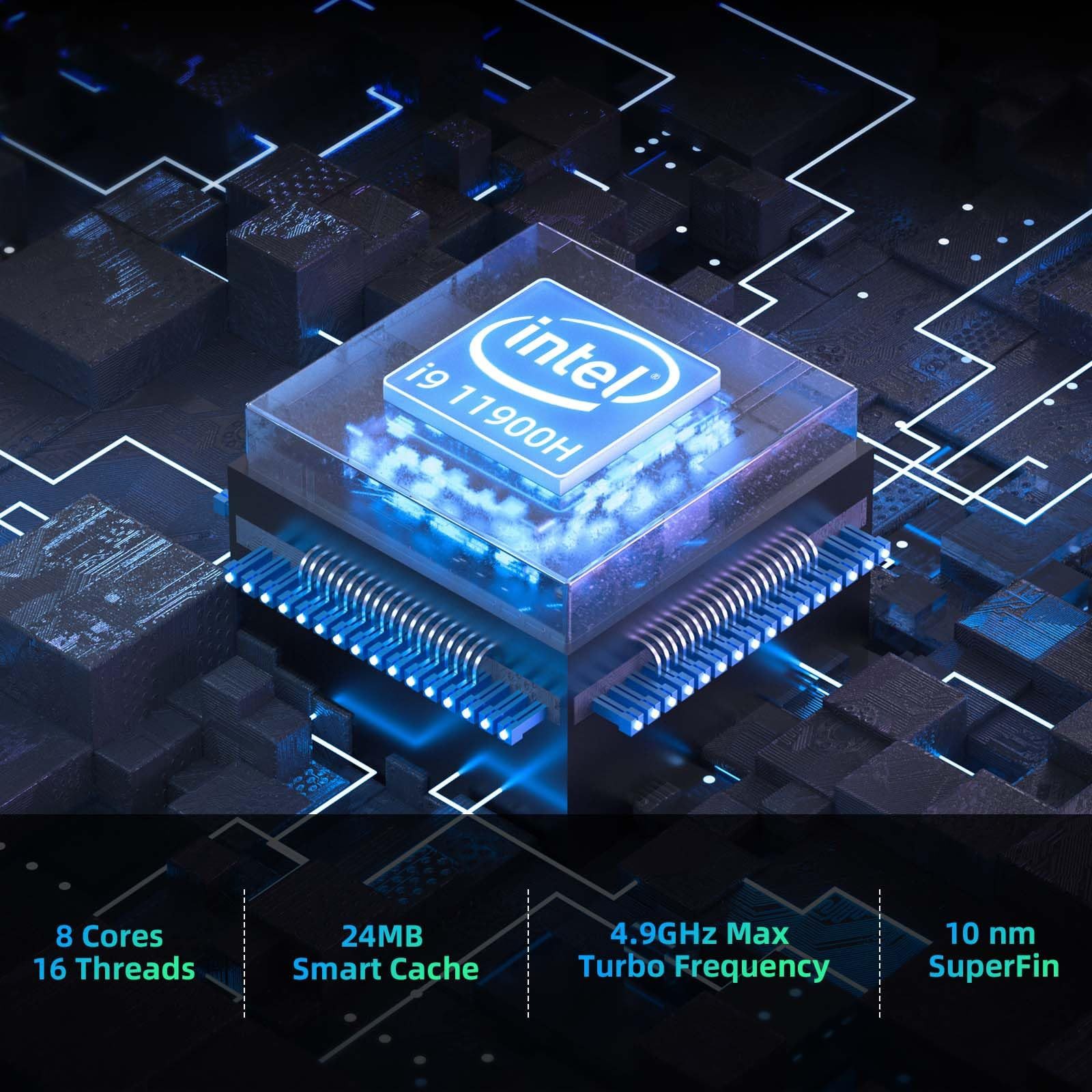 AWOW i9 PC Intel i9-11900H, 16/32GB RAM, 512G/1T SSD, WiFi 6, Dual 2,5G LAN Mini-PC (Intel Core i9 11900H, Intel UHD Graphics der 11. Generation, 16 GB RAM, 1024 GB SSD, Lüfter, Dual 2.5G LAN WiFi6 Windows 11 Pro)