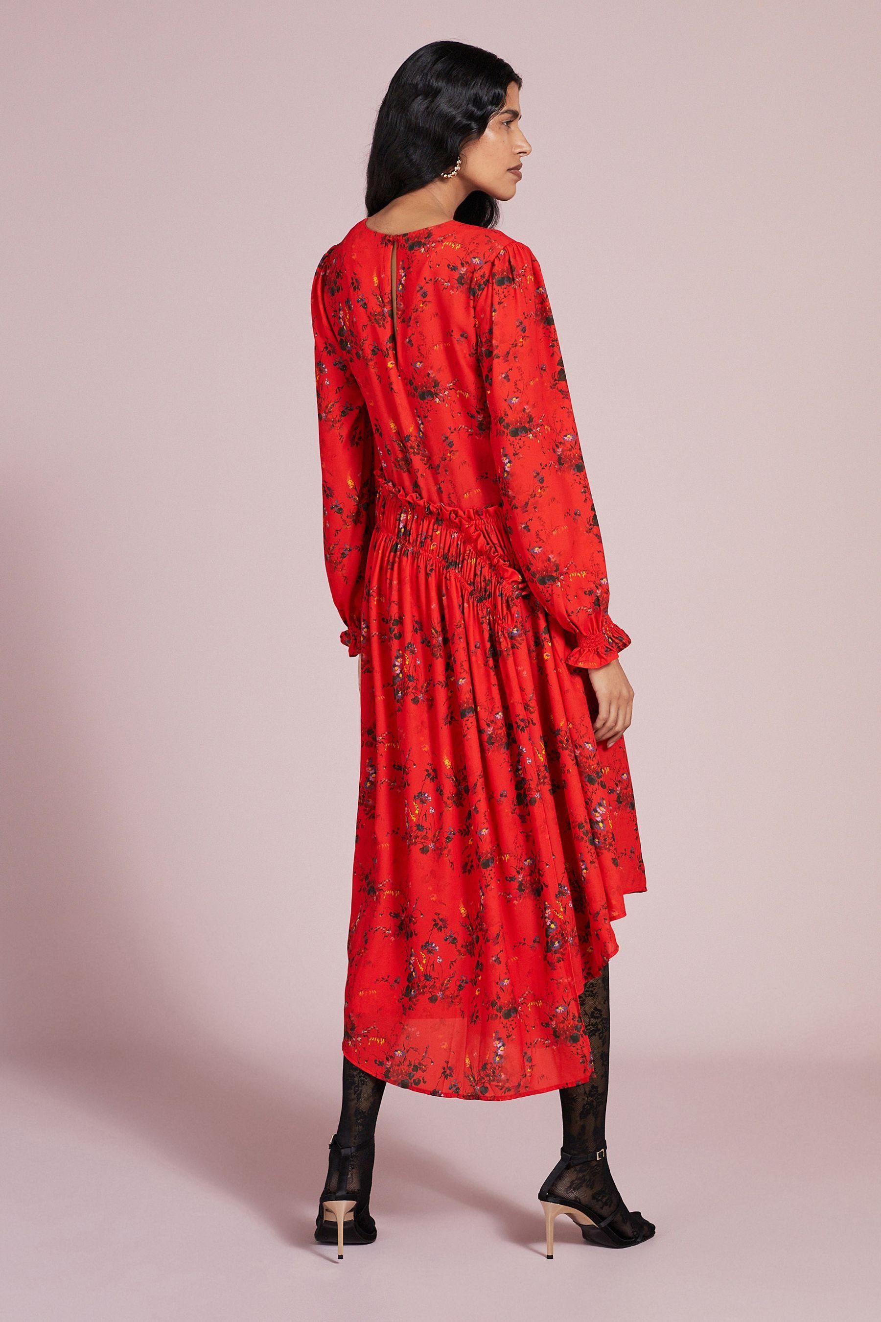 Floral Midikleid Next Preen Red x asymmetrisches Next Tunikakleid (1-tlg)