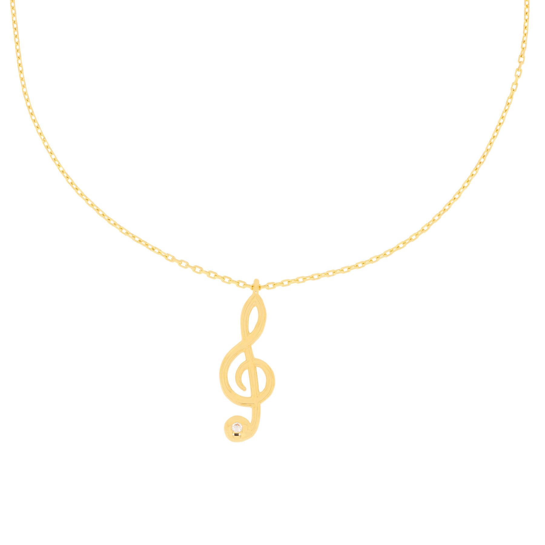 Collier 585er Gelbgold Collierkette mit Notenschlüssel